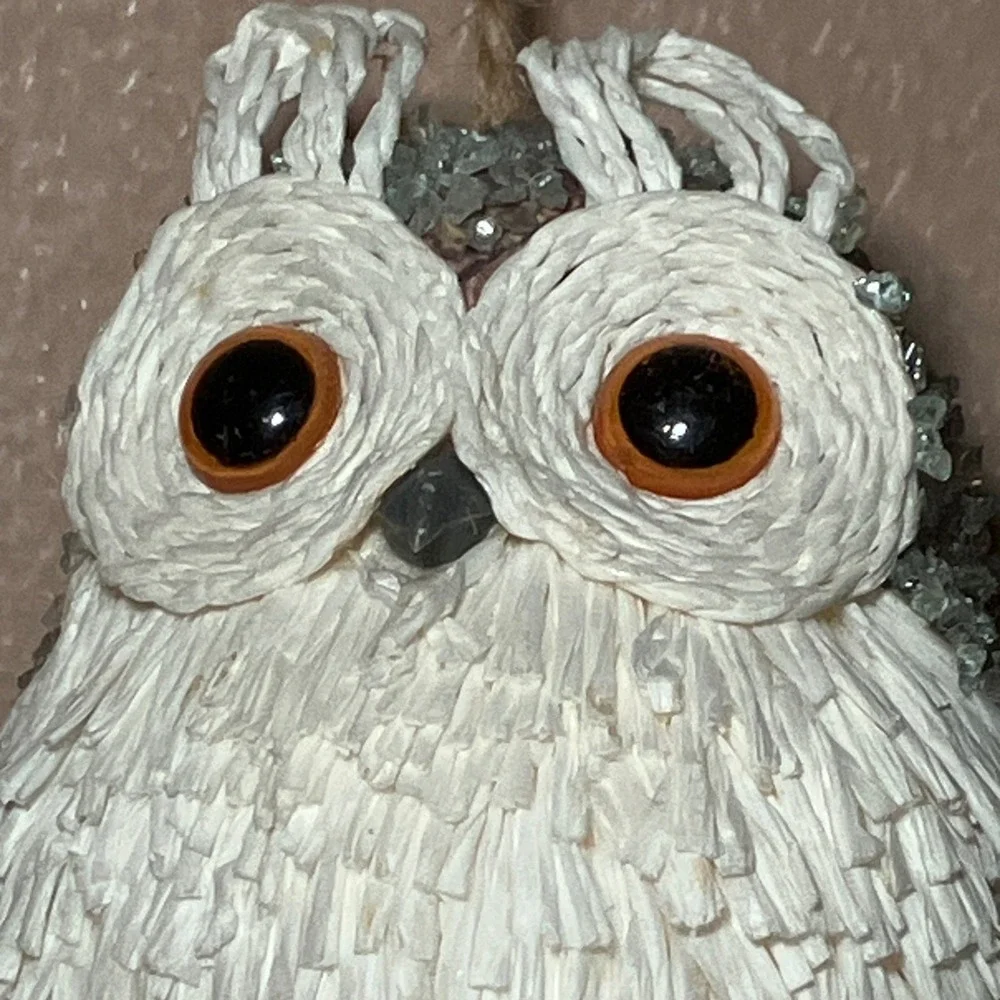Unbranded Owl Ornament White Good Rustic Woodland Textured Decor
